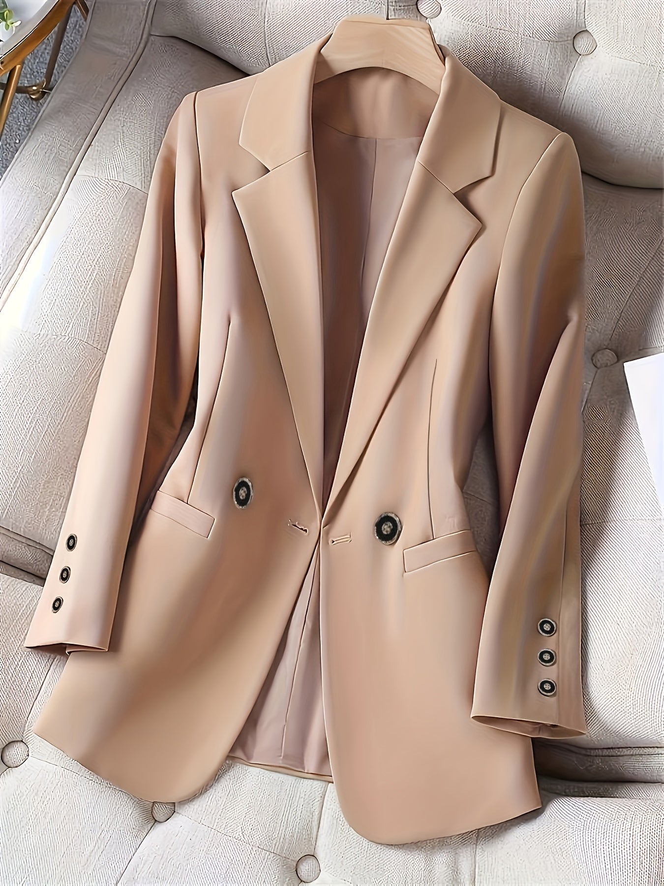 💼 Double-Breasted Lapel Neck Blazer - Elegant Solid Long Sleeve Classic Blazer for Office & Work 👗