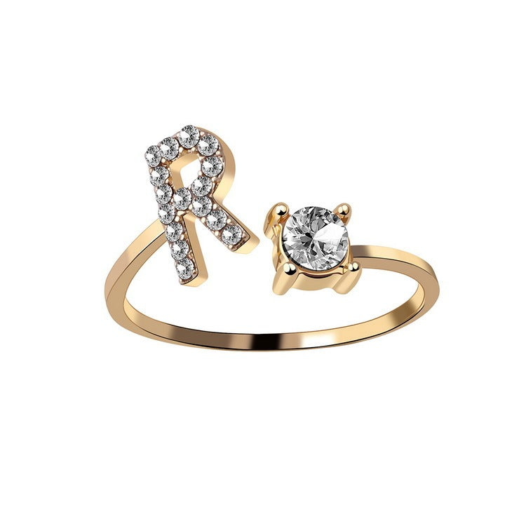 Elegance Initials Adjustable Ring: Fashion Jewelry