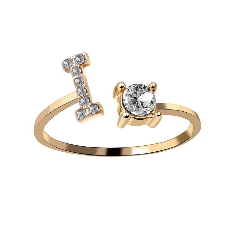 Elegance Initials Adjustable Ring: Fashion Jewelry