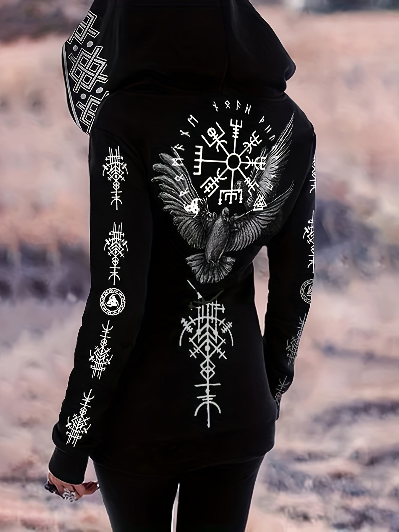 Graphic Print Zipper Dual Pockets Hoodie 🎨✨