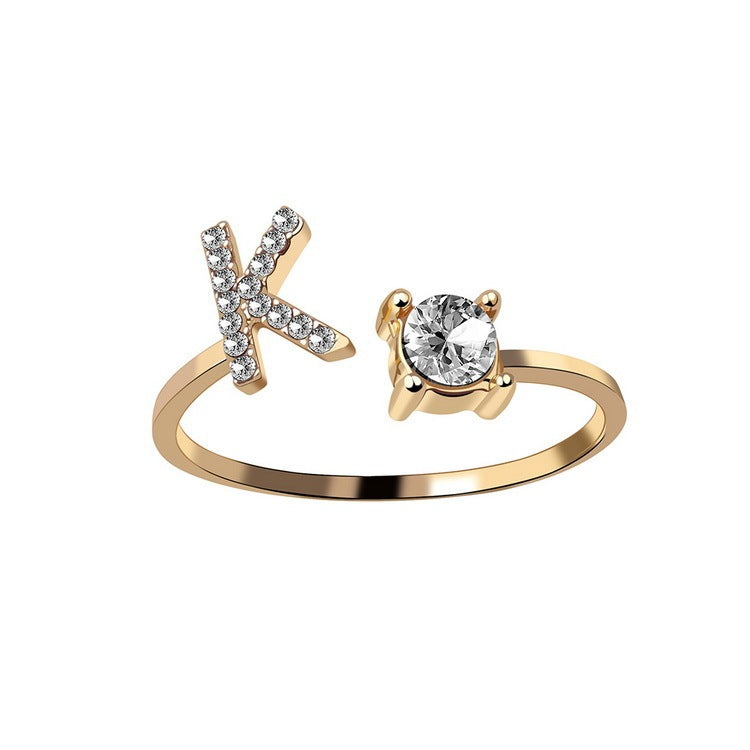 Elegance Initials Adjustable Ring: Fashion Jewelry