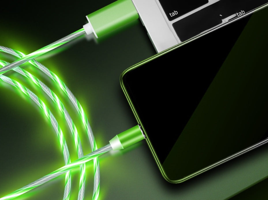 Flow Glow Magnetic Streamer Data Cable: Compatible with Apple, Android, and Type-C Devices