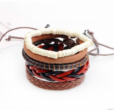 Retro Punk Wrap Bracelet: Multilayer Beaded Leather Bracelet for Men and Women, Vintage Punk Jewelry