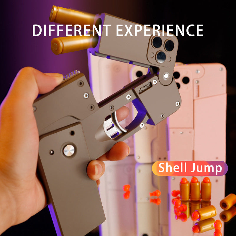 Mobile Blaster: Folding Soft Bullet Toy Gun with Automatic Shell Ejection, Creative Phone Design for Interactive Outdoor Play, Ideal Kid Gift