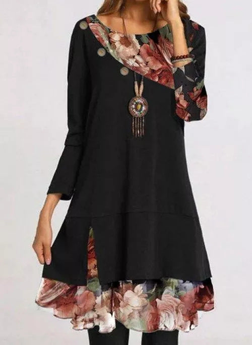 Hot Selling Fashionable Chiffon Stitching Loose Dress