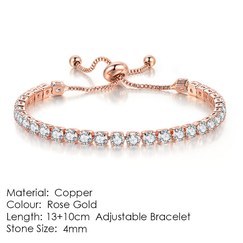 Radiant Glow Round Zircon Tennis Bracelet: Elegance in Every Sparkle