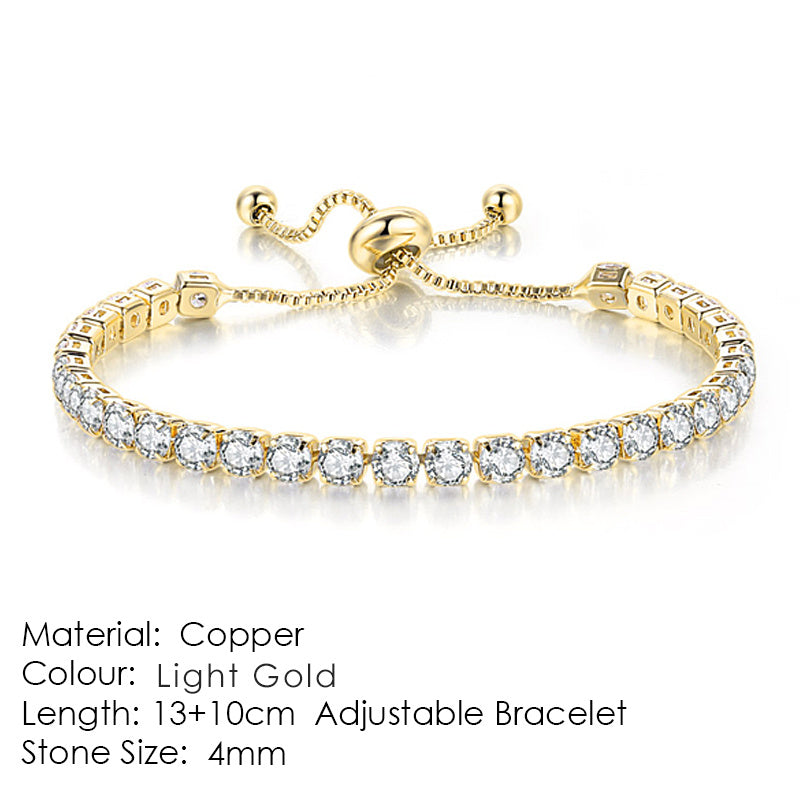 Radiant Glow Round Zircon Tennis Bracelet: Elegance in Every Sparkle