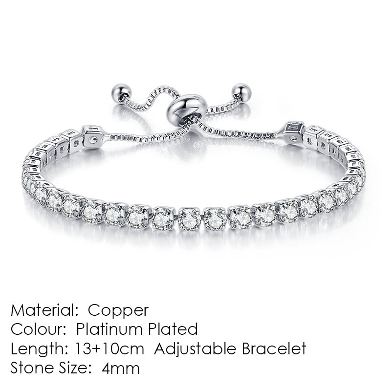 Radiant Glow Round Zircon Tennis Bracelet: Elegance in Every Sparkle