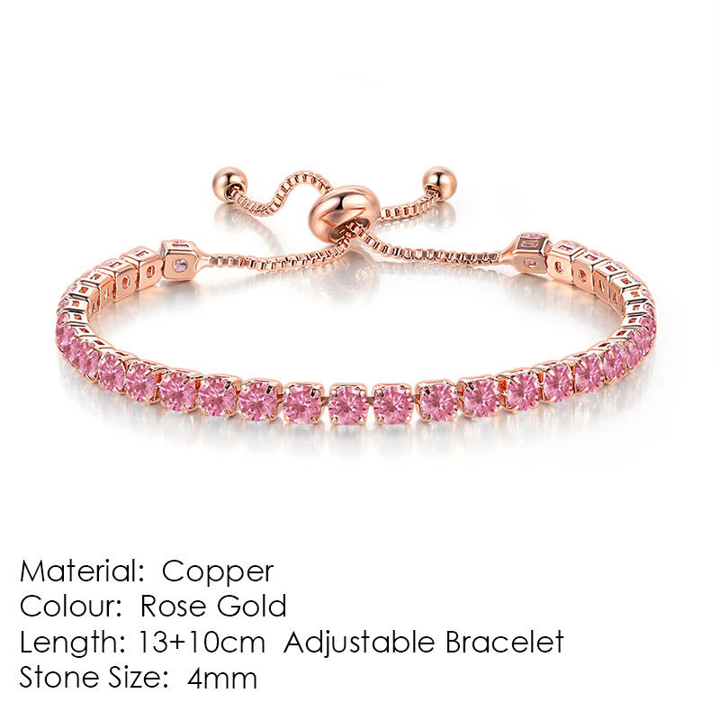 Radiant Glow Round Zircon Tennis Bracelet: Elegance in Every Sparkle