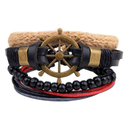 Retro Punk Wrap Bracelet: Multilayer Beaded Leather Bracelet for Men and Women, Vintage Punk Jewelry