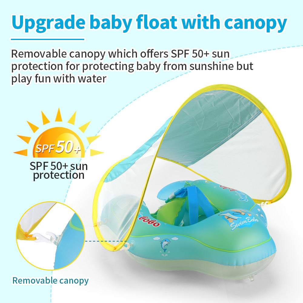 Sun Splash Baby Swimming Float: Inflatable Infant Floating Ring with Canopy - Perfect Pool Accessory for Summer Fun