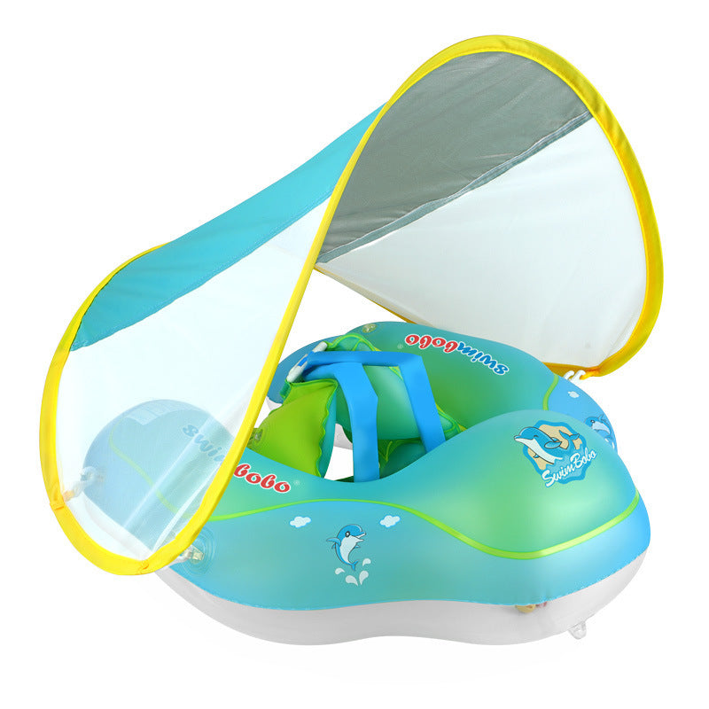 Sun Splash Baby Swimming Float: Inflatable Infant Floating Ring with Canopy - Perfect Pool Accessory for Summer Fun