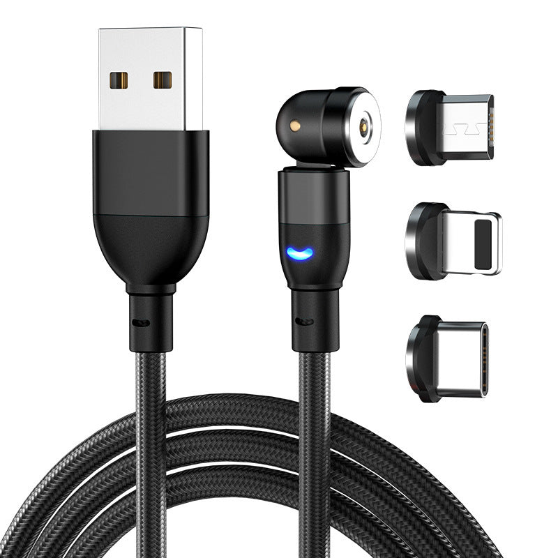 Magna Twist 540-Degree Blind Suction Magnetic Charging Cable: Three-in-One Bendable Design for Convenient Charging