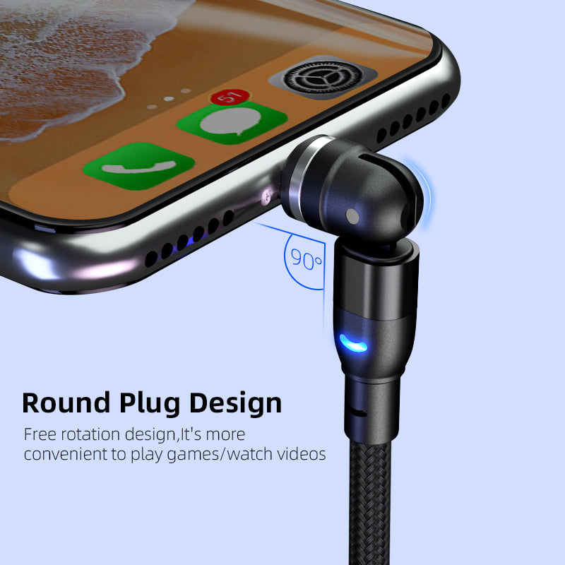 Magna Twist 540-Degree Blind Suction Magnetic Charging Cable: Three-in-One Bendable Design for Convenient Charging