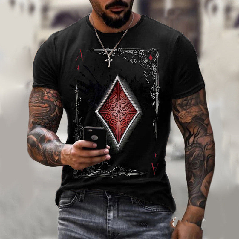 Royal Flush Tee: Men's T-Shirt with Playing Card Print