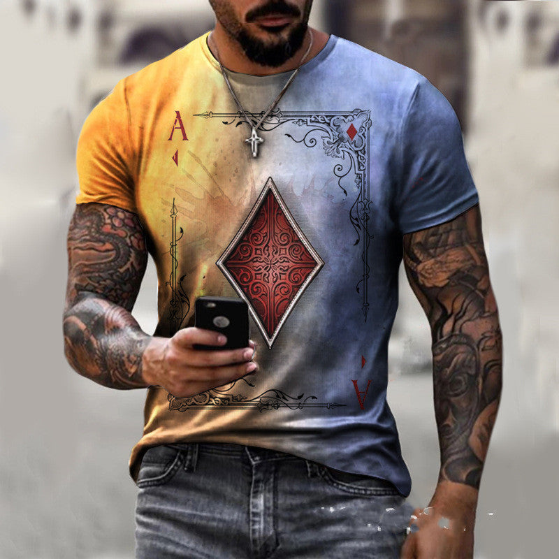 Royal Flush Tee: Men's T-Shirt with Playing Card Print