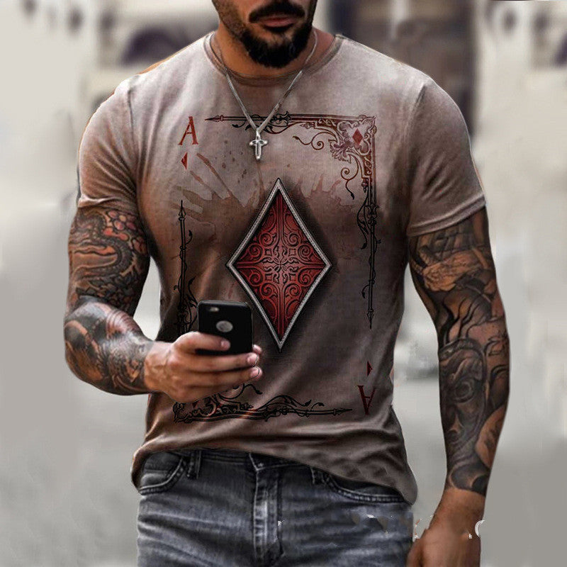 Royal Flush Tee: Men's T-Shirt with Playing Card Print