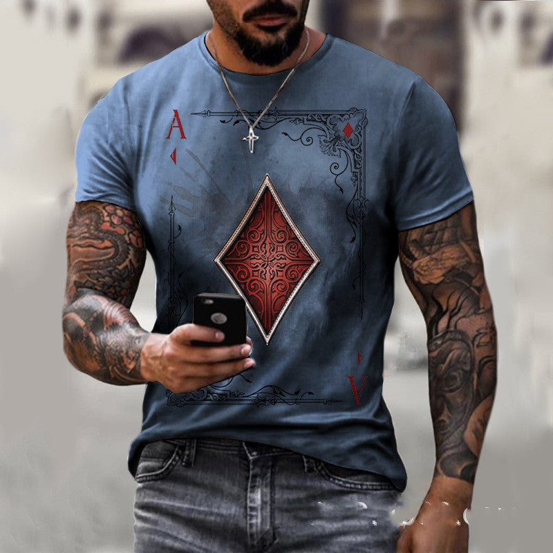 Royal Flush Tee: Men's T-Shirt with Playing Card Print