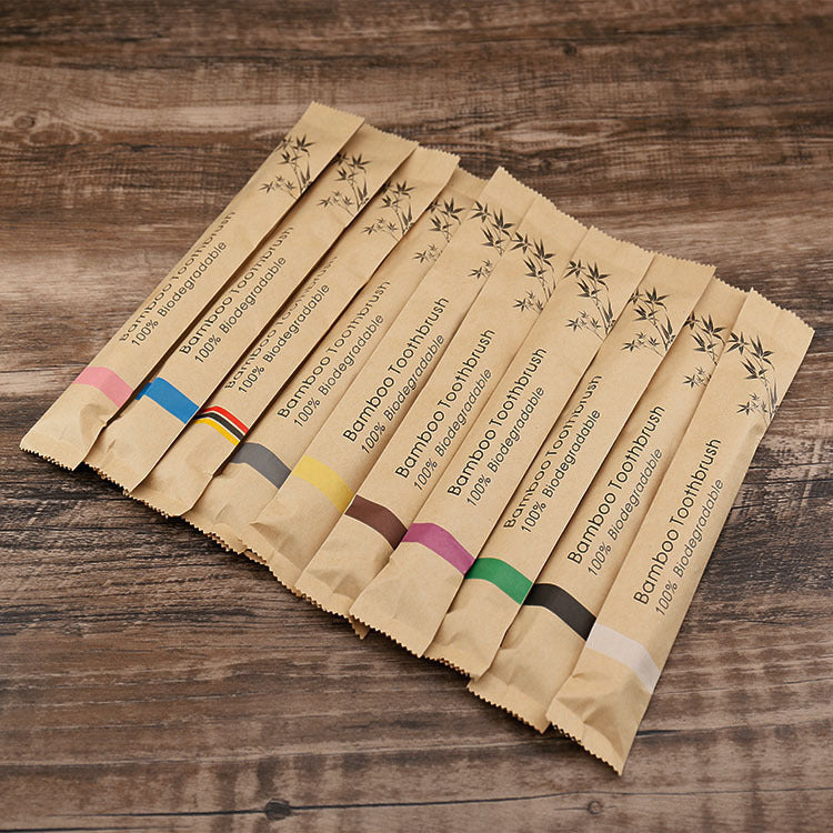 Eco-Friendly Bamboo Toothbrush with Kraft Paper Bag: Sustainable Oral Care Solution