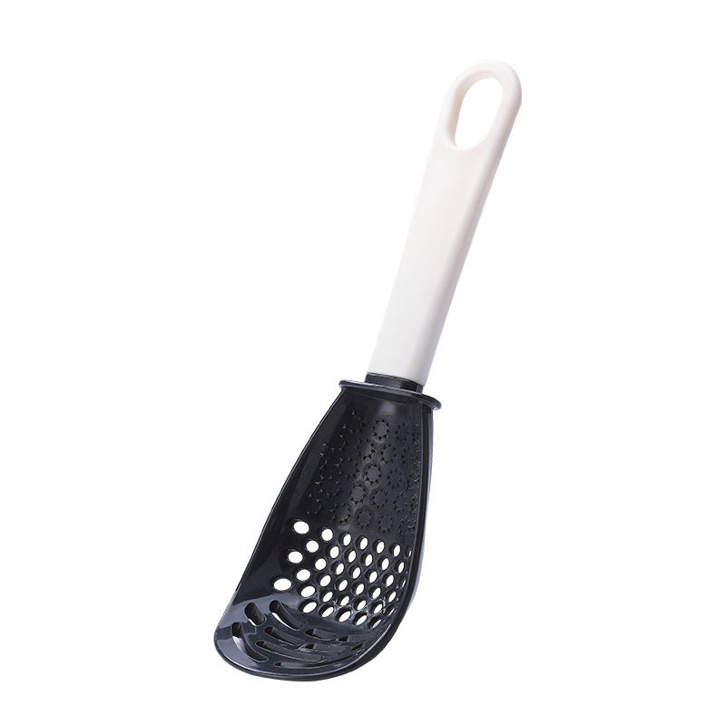 Grind & Drain Multifunctional Kitchen Tool: All-in-One Colander, Grinder, and Draining Spoon