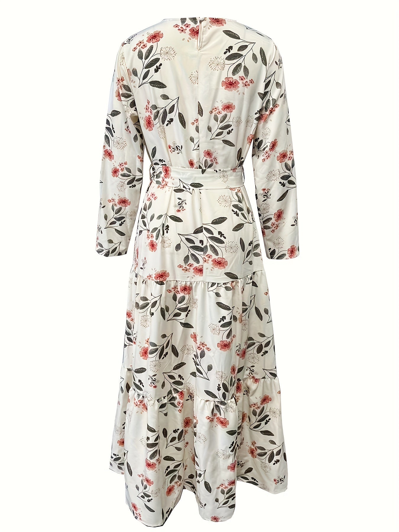 Floral Print Long Sleeve Kaftan Dress