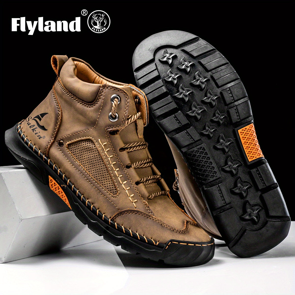 🥾 FLYLAND Men's Stitching Ankle Boots