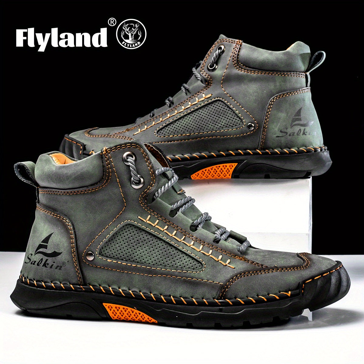 🥾 FLYLAND Men's Stitching Ankle Boots