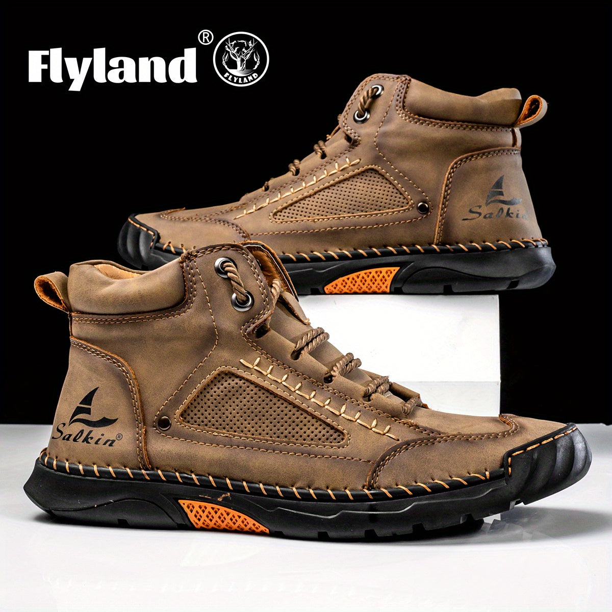 🥾 FLYLAND Men's Stitching Ankle Boots