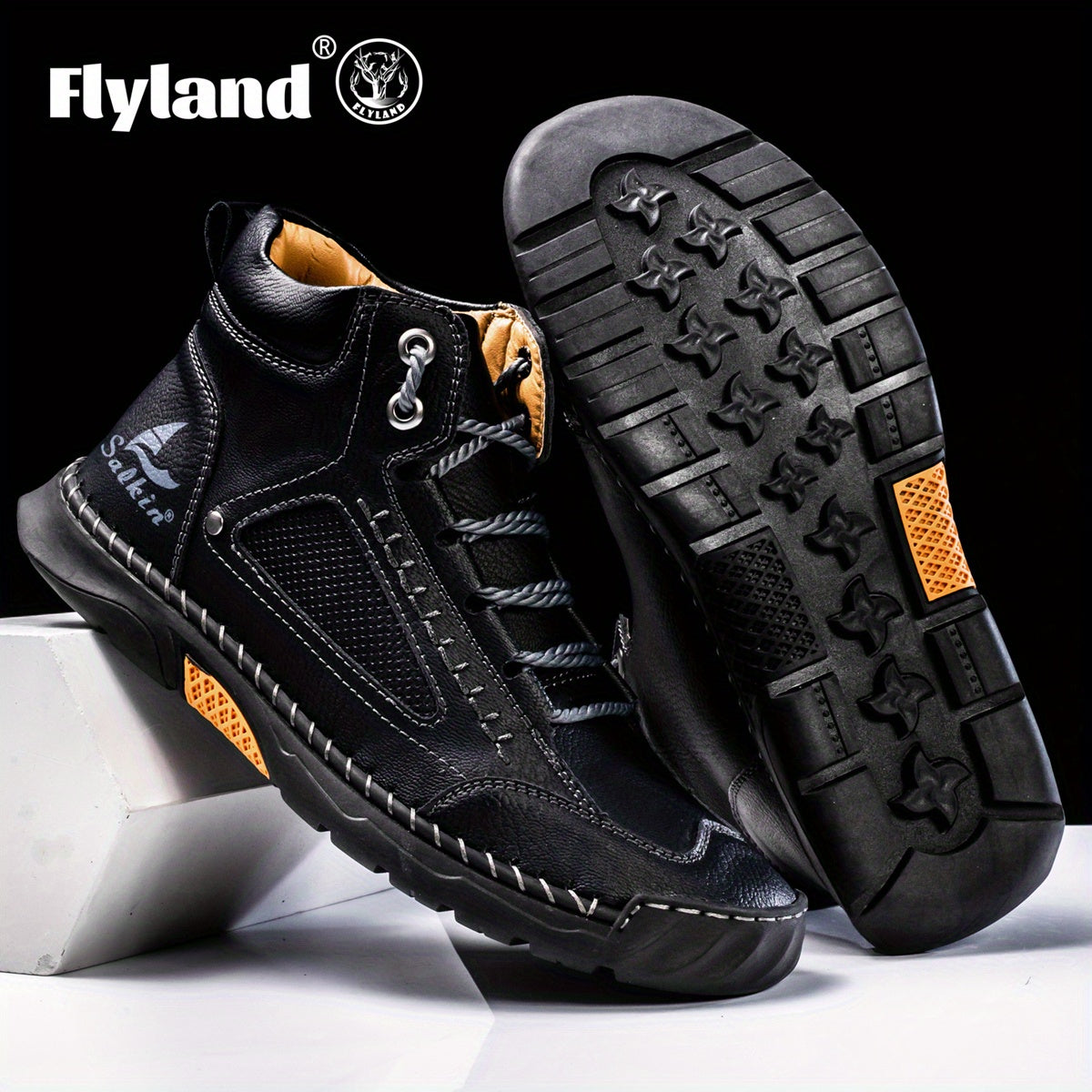 🥾 FLYLAND Men's Stitching Ankle Boots