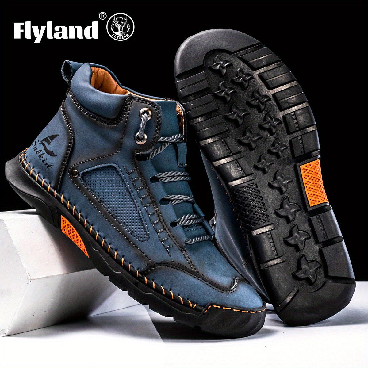 🥾 FLYLAND Men's Stitching Ankle Boots