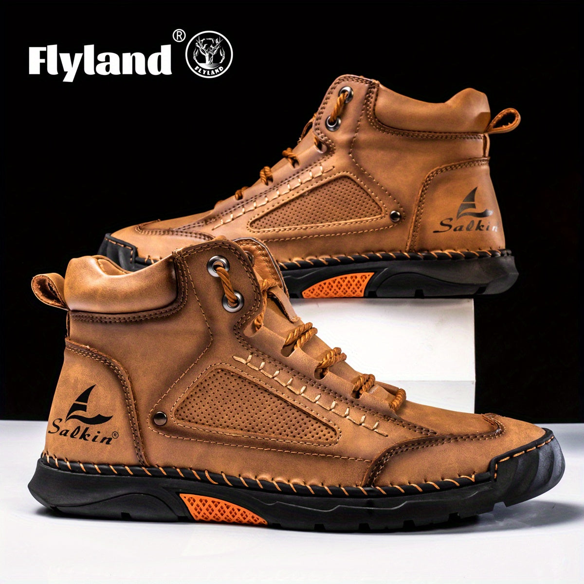 🥾 FLYLAND Men's Stitching Ankle Boots