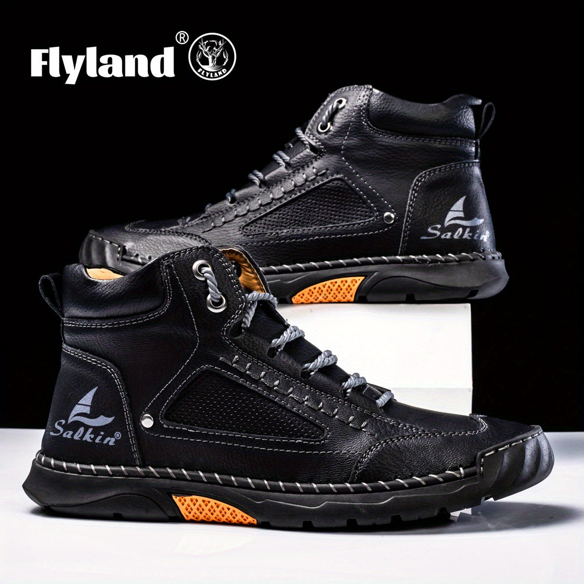 🥾 FLYLAND Men's Stitching Ankle Boots