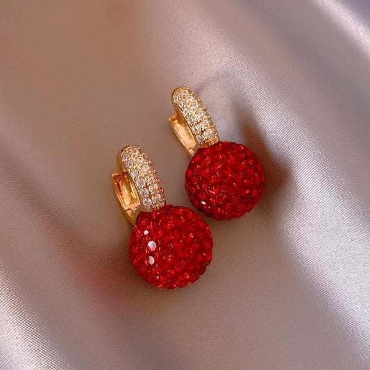 🔴 Scarlet Glow Dangle Earrings – Shiny Rhinestone Alloy Jewelry ✨