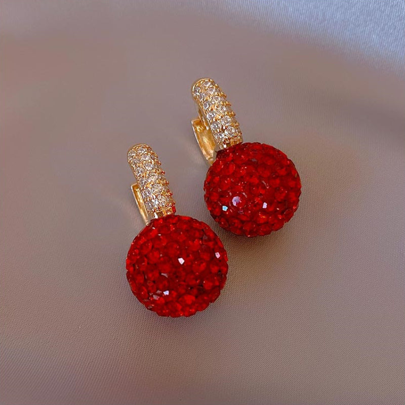 🔴 Scarlet Glow Dangle Earrings – Shiny Rhinestone Alloy Jewelry ✨