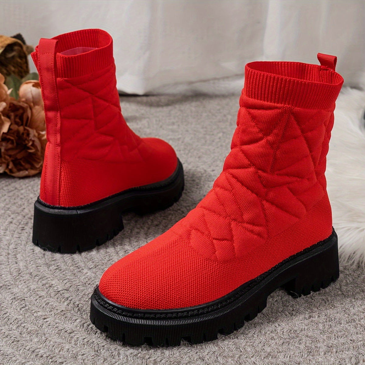 👢 Women's Cozy Knit Ankle Boots