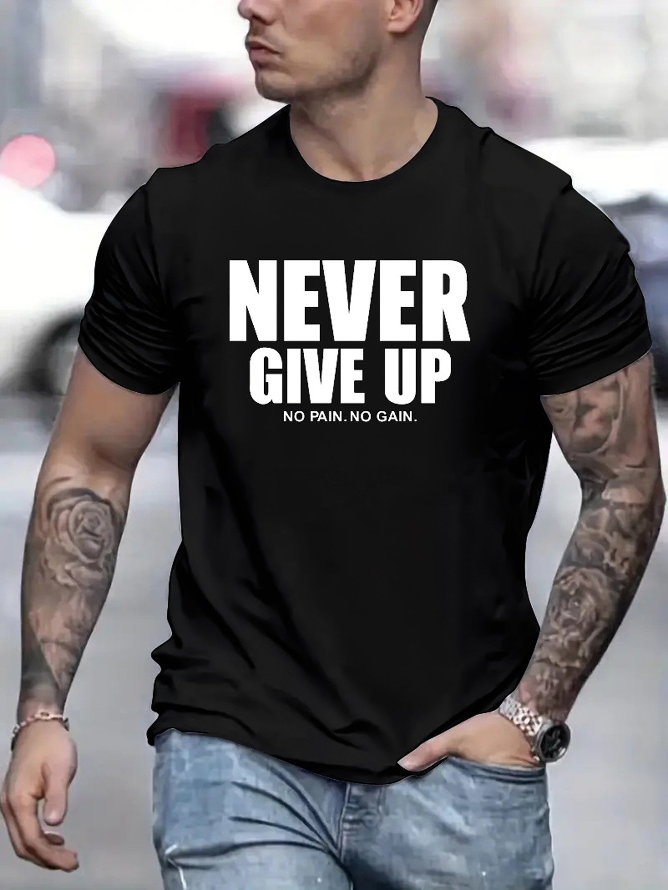 Never Give Up Motivational Tee