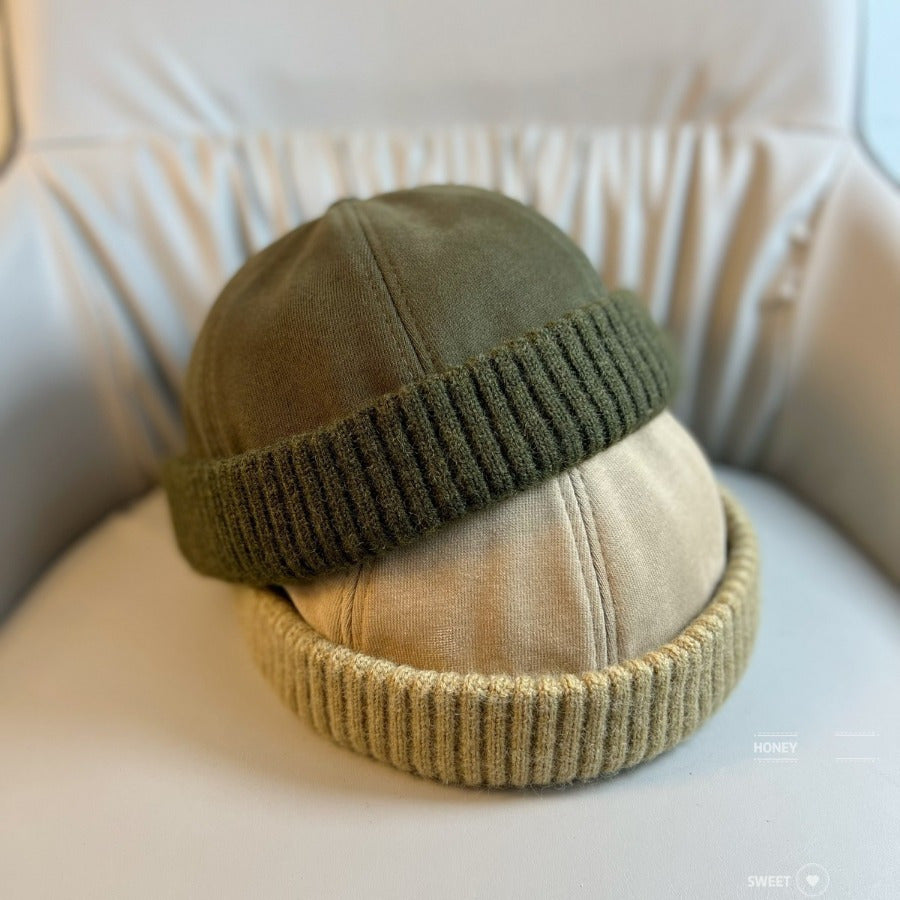 🍂 Autumn & Winter Solid Color Brimless Hat - Unisex Casual Street Trend Windproof Pullover Beanie 🧢