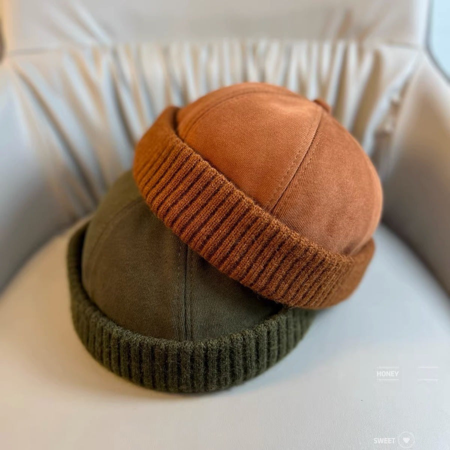 🍂 Autumn & Winter Solid Color Brimless Hat - Unisex Casual Street Trend Windproof Pullover Beanie 🧢