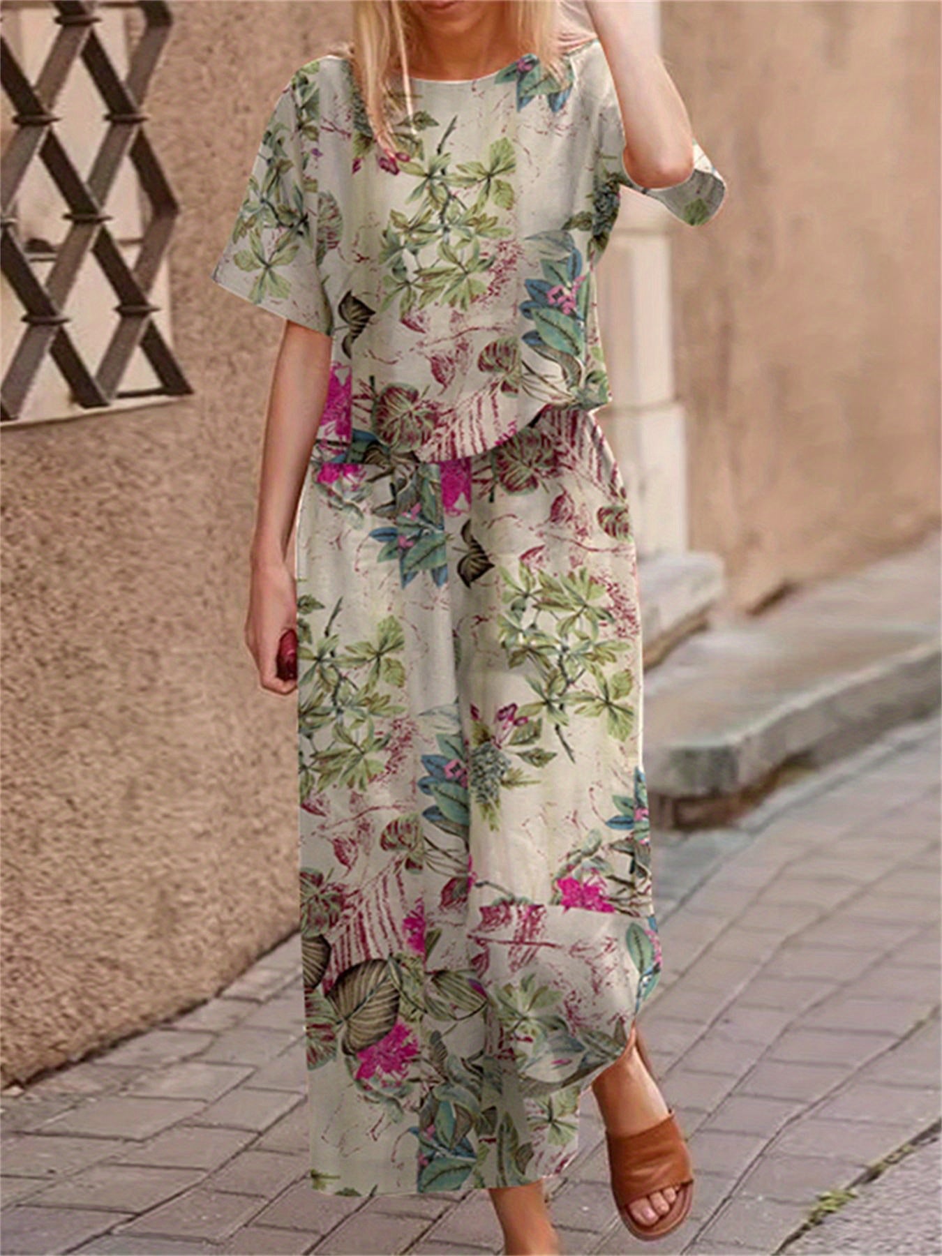 🌼 Floral Print Cotton Pantsuit