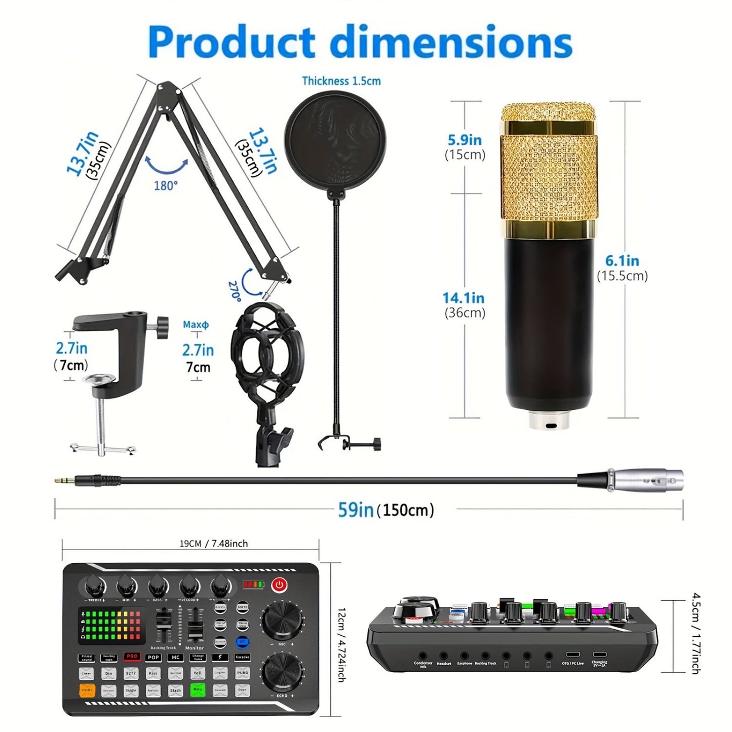 🎙️ Podcast Microphone Bundle - Professional Audio Mixer & BM-800 Condenser Mic 🎛️