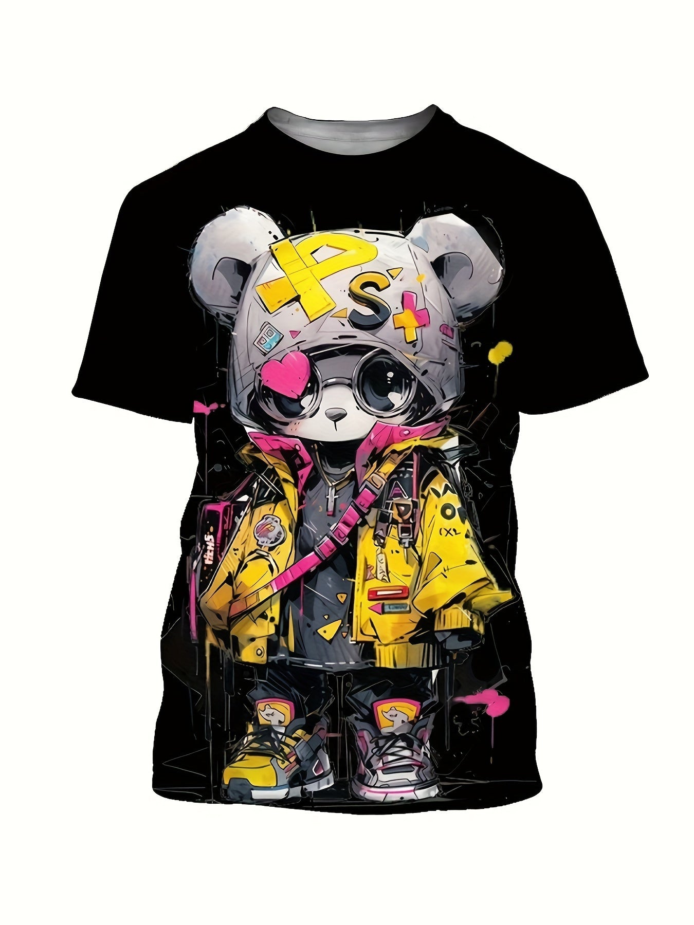 🐻 Summer Fashion Cool Bear Cartoon Print Crew Neck T-Shirt for Men