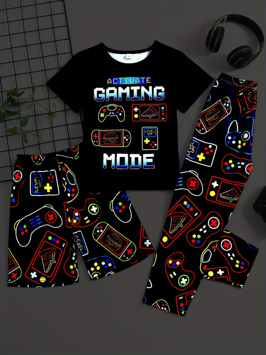 🎮👕 Boys' Game Console Pajama Set - Ultimate Summer Comfort & Fun! 🎮👕