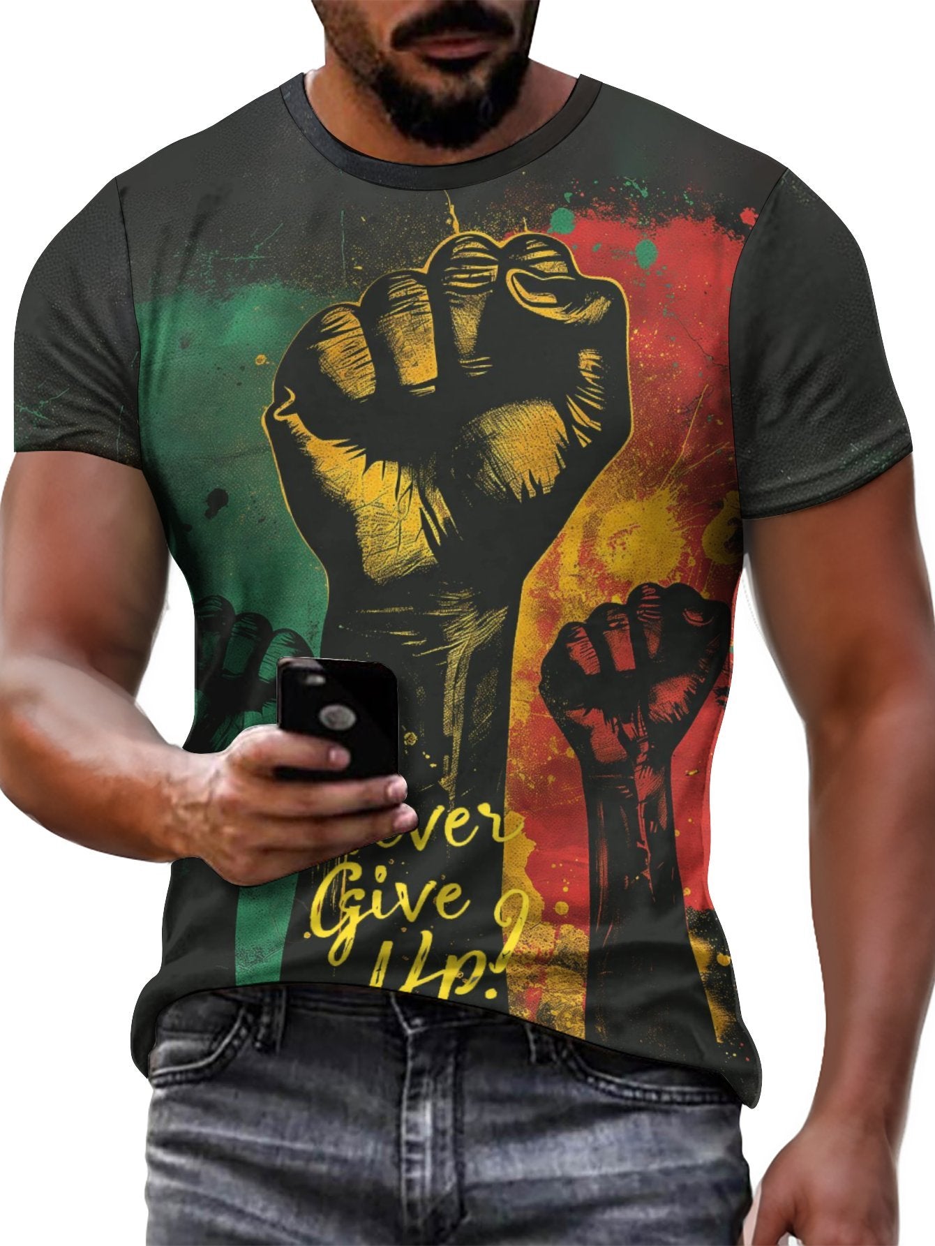 Never Give Up Retro Fist Tee