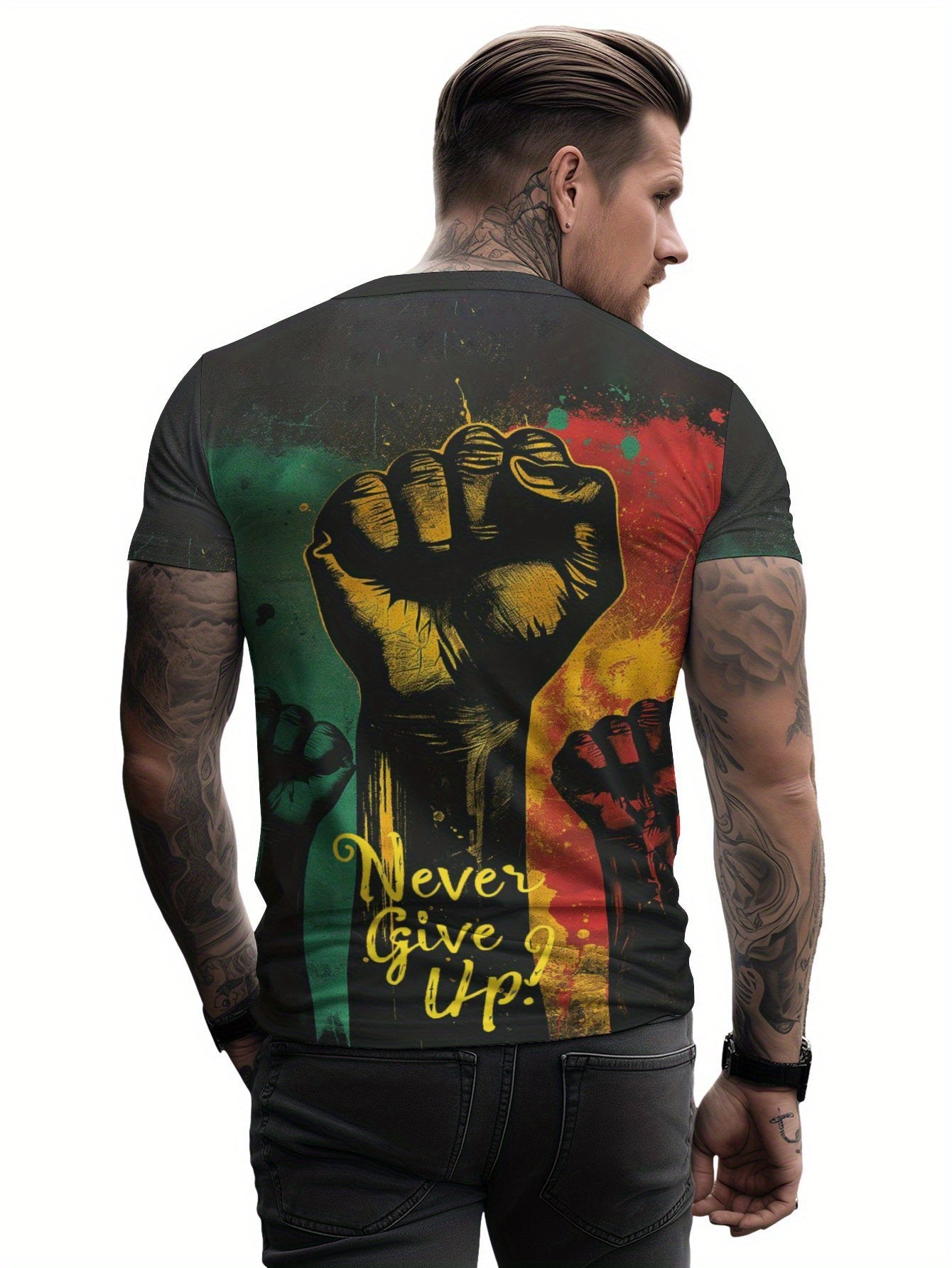 Never Give Up Retro Fist Tee