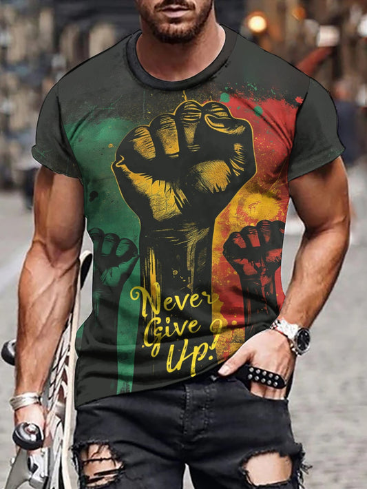 Never Give Up Retro Fist Tee