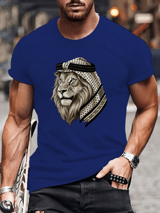 🦁 Lion with Keffiyeh Headdress Print Men's T-Shirt 🌟