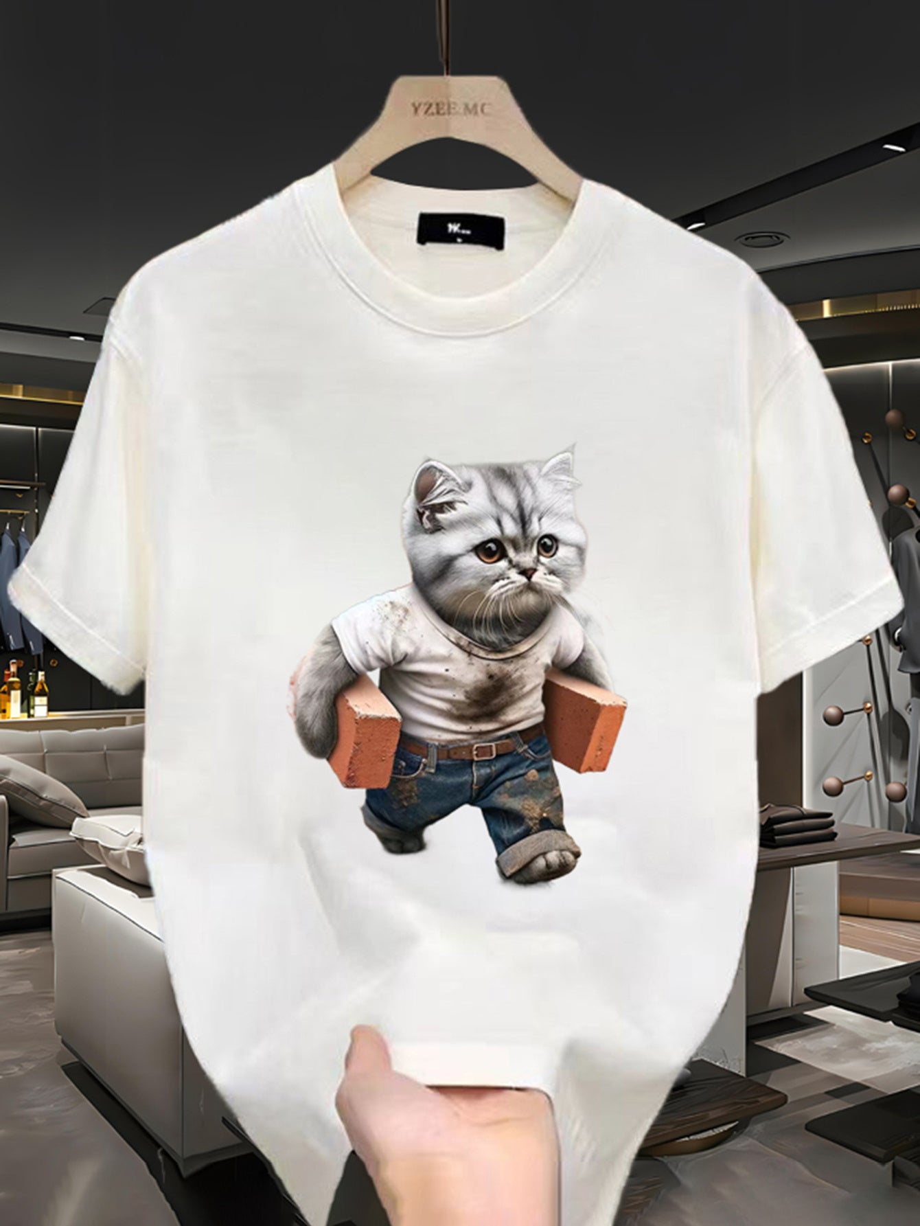 🐱 Men's 100% Cotton Cat Graphic Print T-shirt