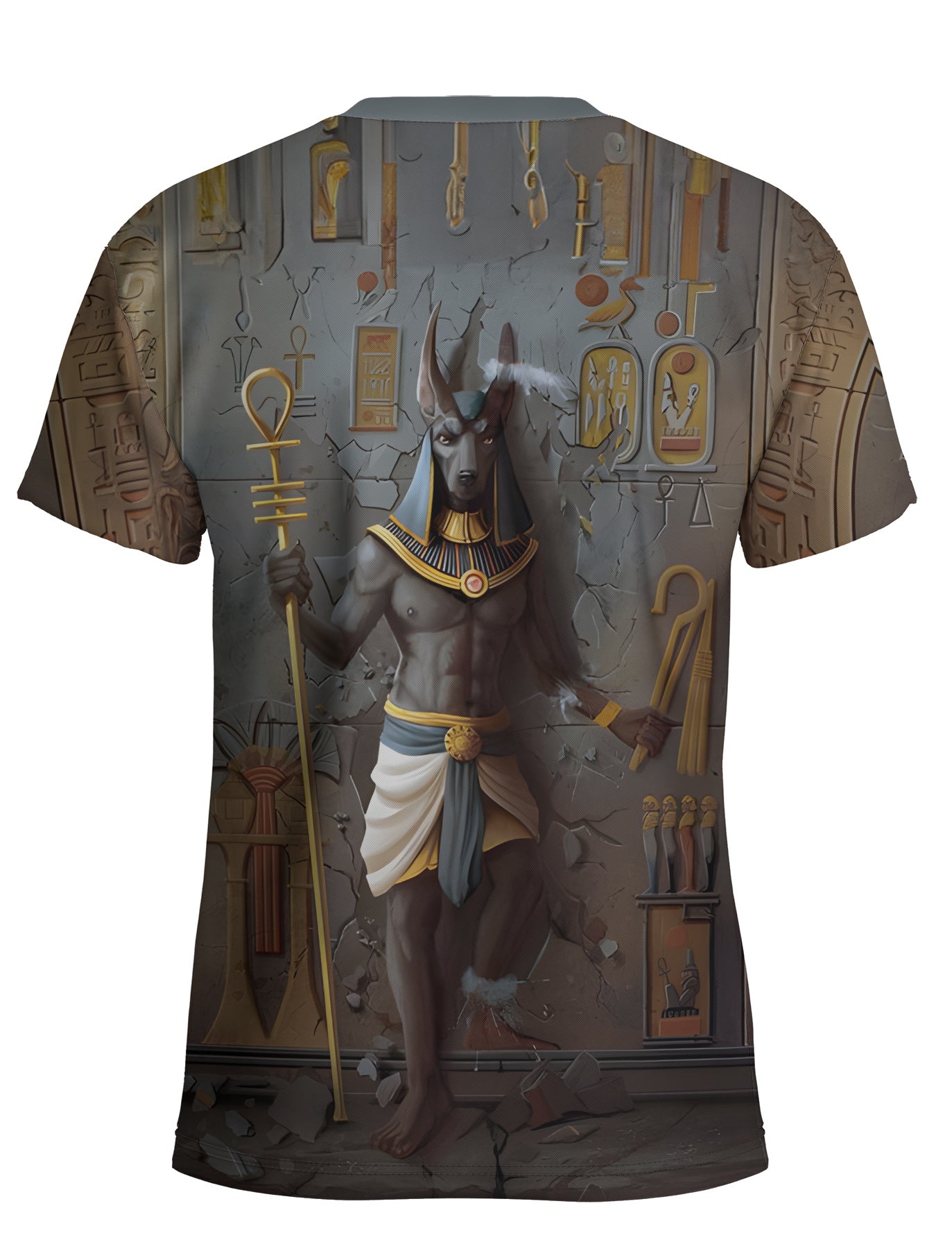 🌟 Pyramid Pulse: 3D Egypt Themed Crew Neck Tee 🏜️