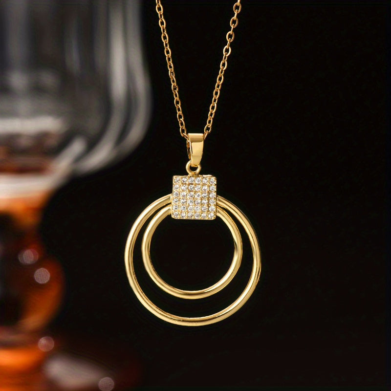 Golden Cubic Zirconia Geometric Jewelry Set (4pcs) ✨🔷