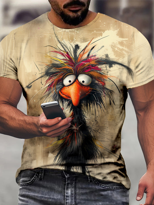 🐔 Cartoon Rooster Print T-Shirt for Men